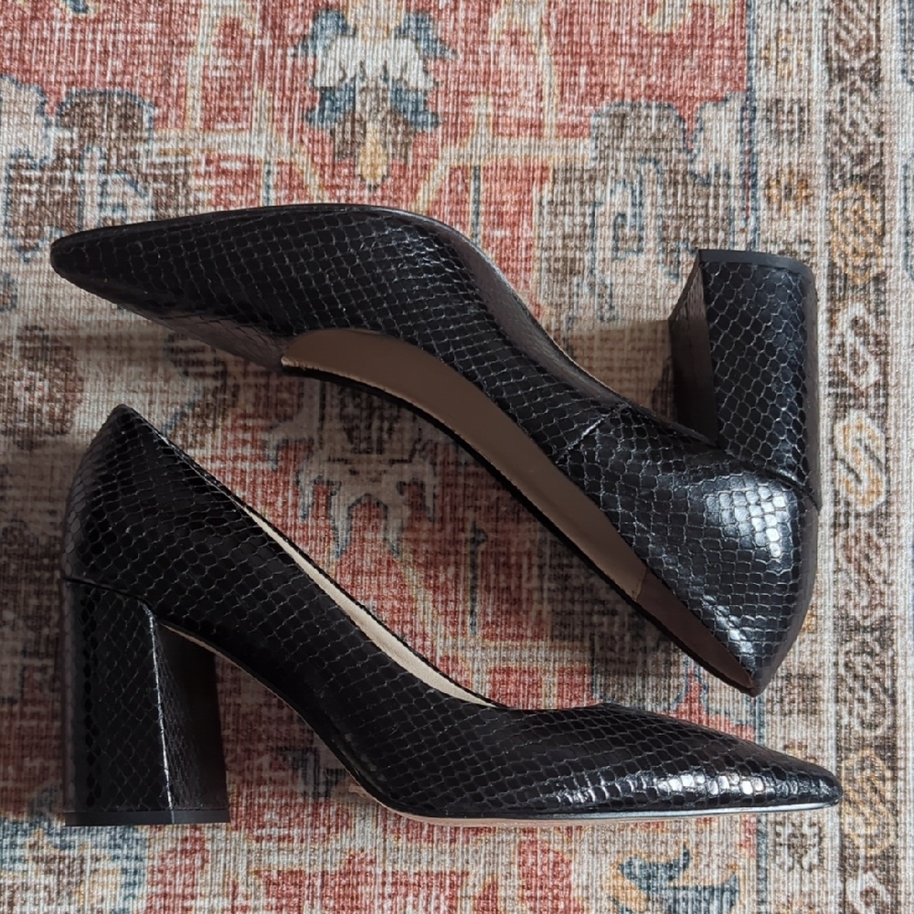 Zara Black Textured Women's Heels